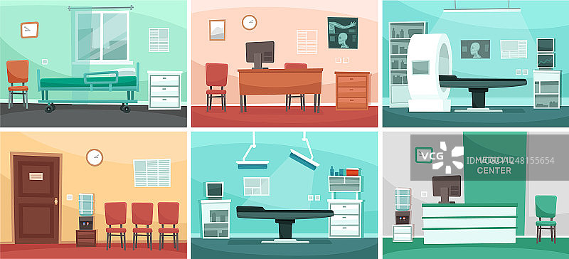 卡通医院病房医疗内饰医生图片素材