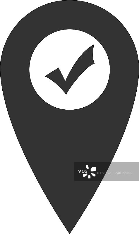 带有选中标记图标的地图指针独立标记图片素材