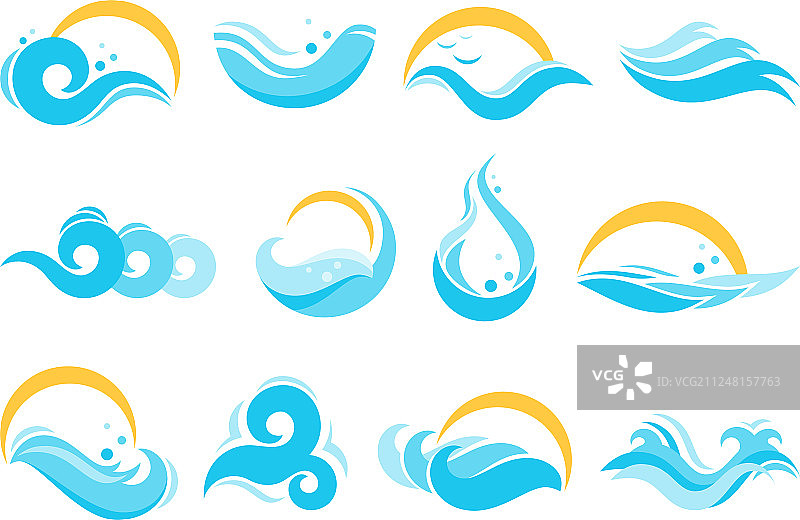 海浪水花蓝色海洋图标图片素材