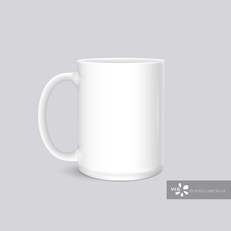 灰色背景上的白色杯子逼真照片图片素材