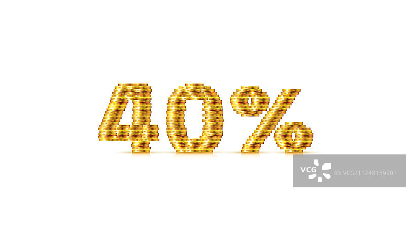 硬币堆叠40％折扣文本标志图片素材