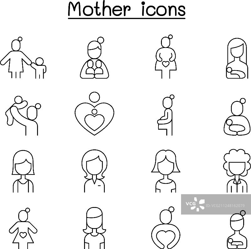 母亲超人妈妈图标细线风格图片素材