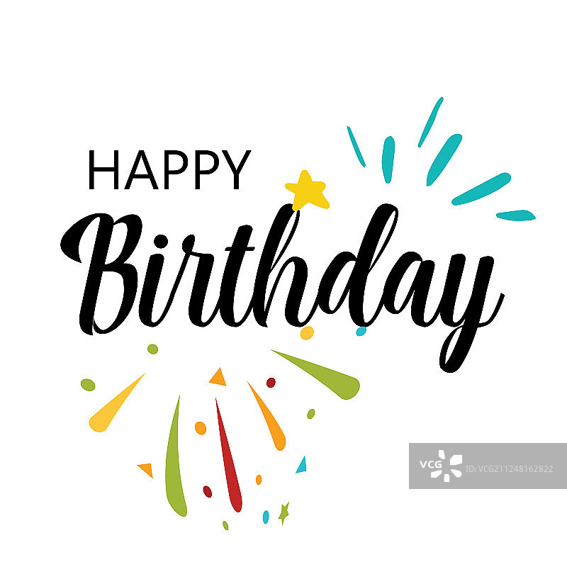 带有书法字体的生日快乐卡片图片素材