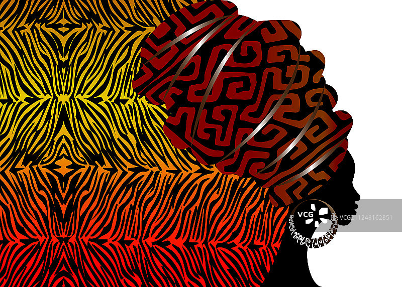 戴着传统头巾的非洲女性肖像图片素材