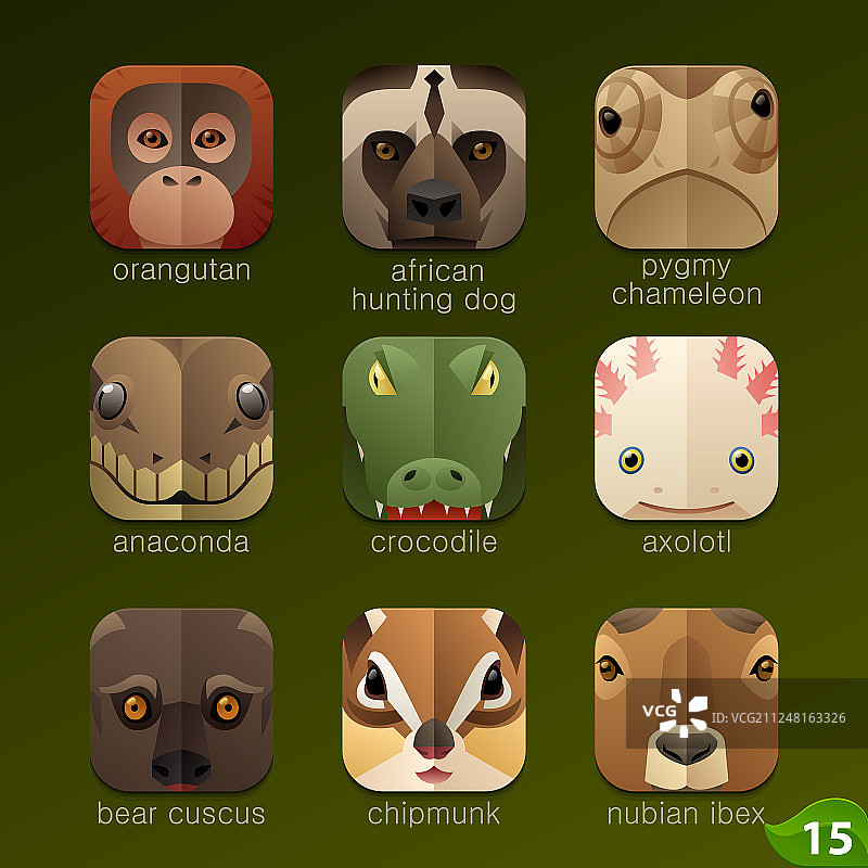 应用程序图标动物面部图案15图片素材