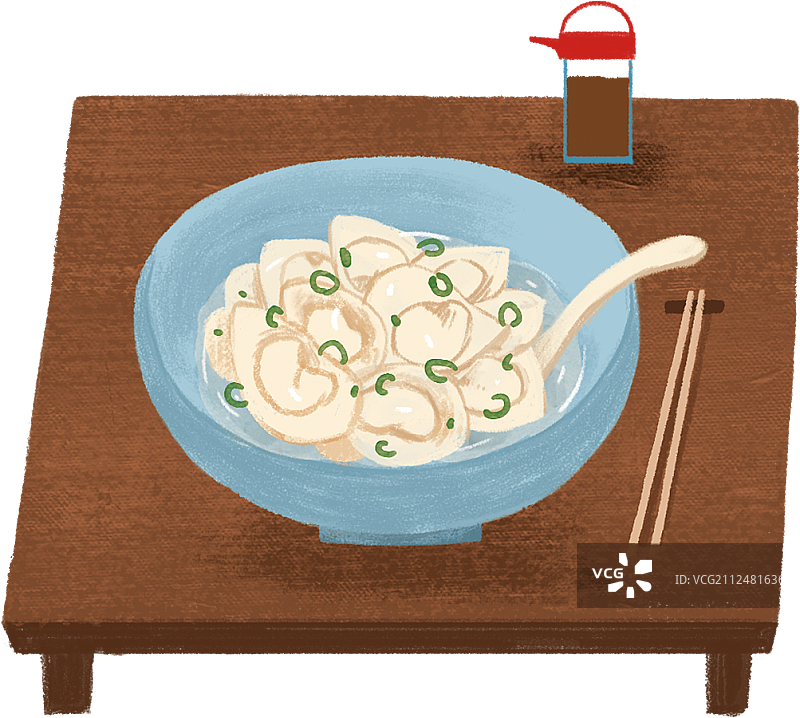 放在桌子上的馄饨图片素材