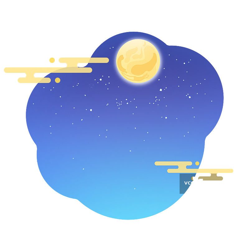 满月月夜星空免扣插画元素图片素材