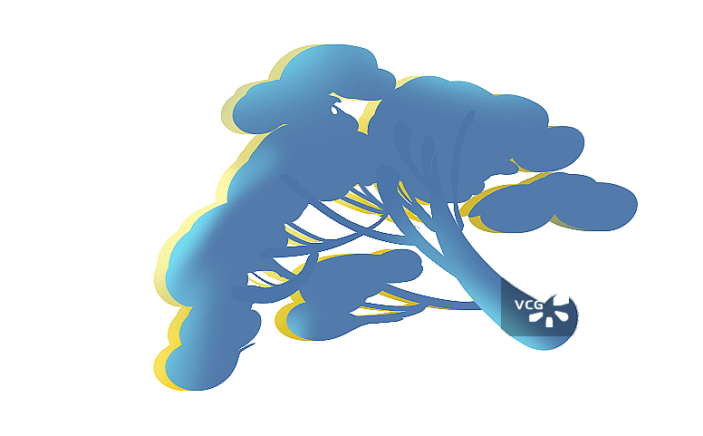 蓝色松树远景绿色树木免扣插画元素图片素材