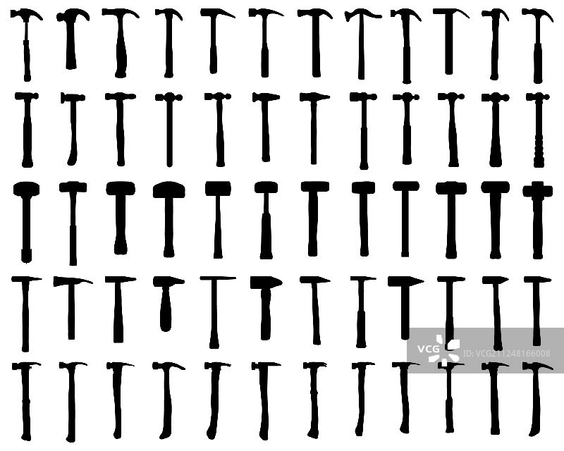 不同类型的锤子剪影图片素材