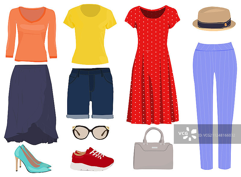 女士服装颜色图标套装图片素材