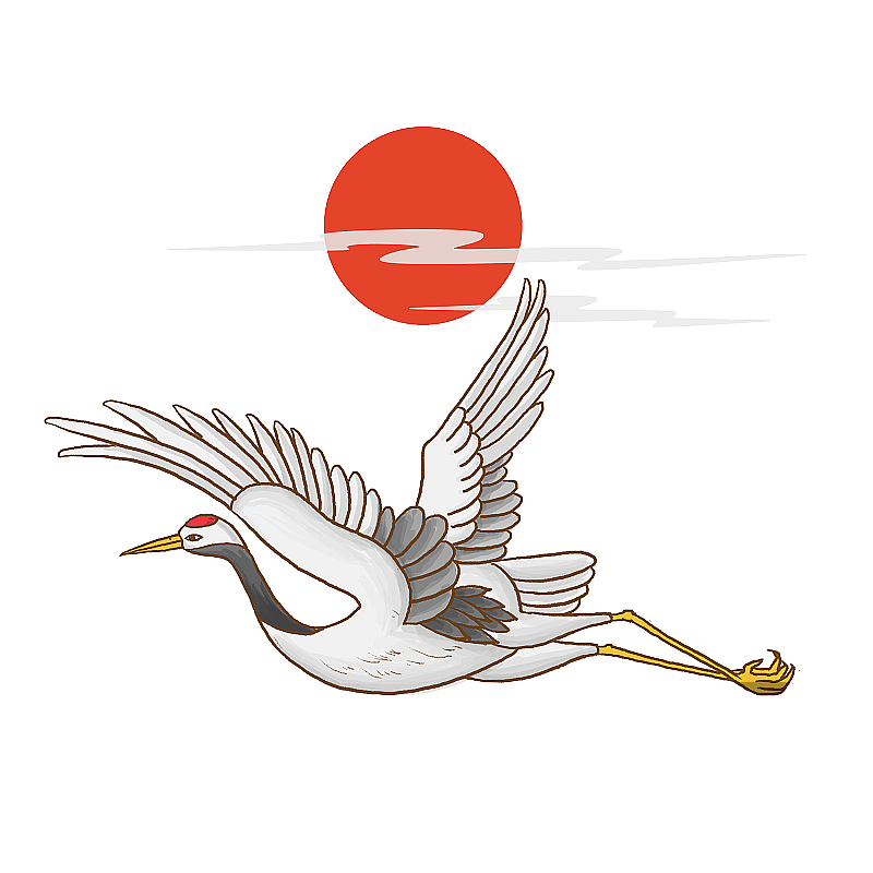 仙鹤飞舞鹤鸣起舞免扣插画元素图片素材