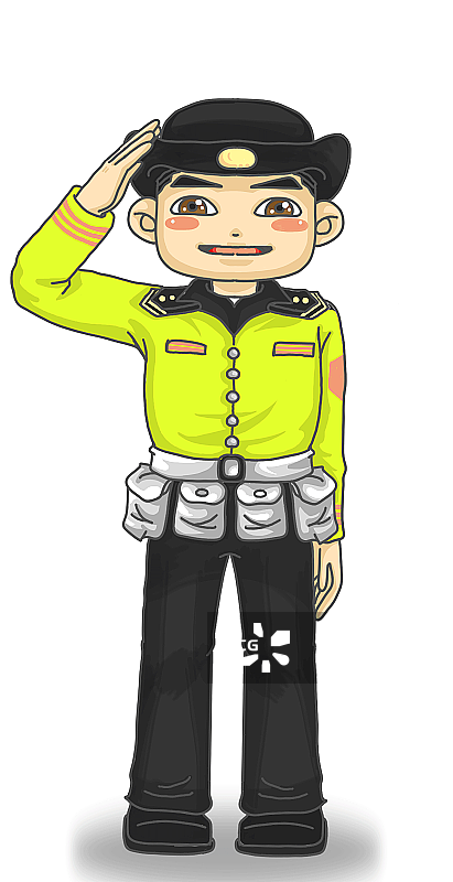 交警敬礼服饰免扣插画元素图片素材