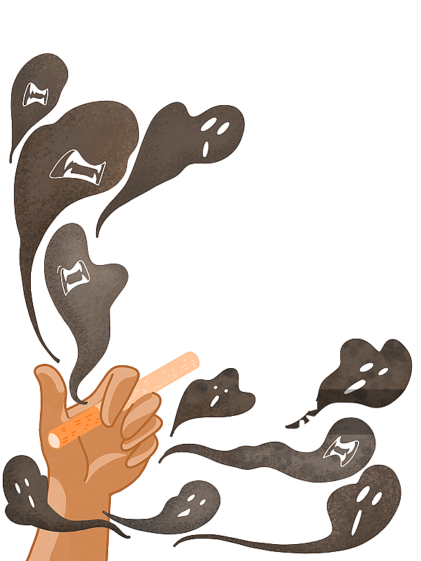 吸烟有害健康免扣插画元素图片素材