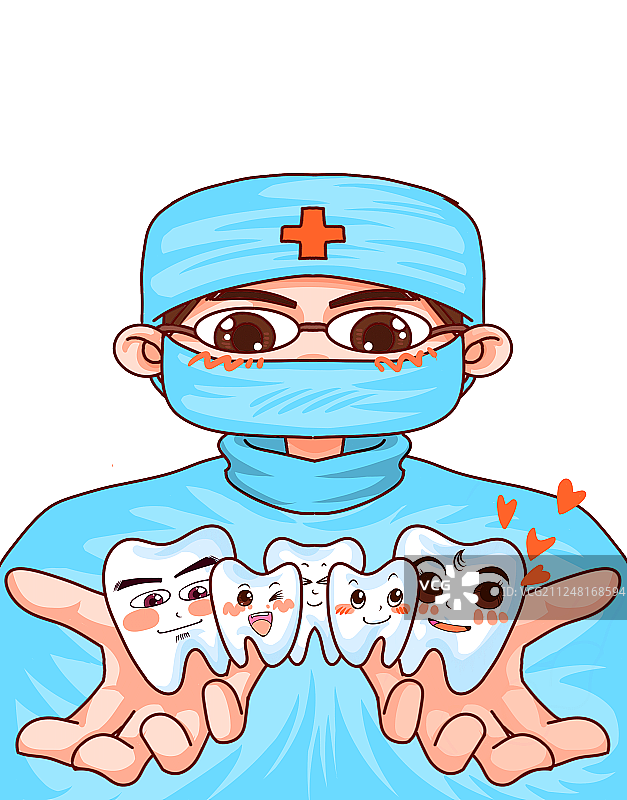牙医爱牙牙小牙齿健康免扣插画元素图片素材