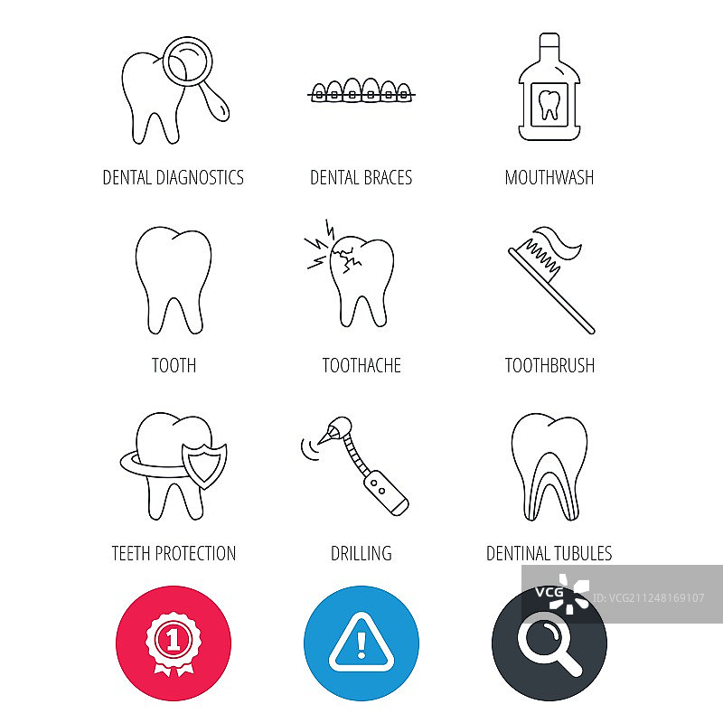 牙齿牙套和漱口水图标图片素材