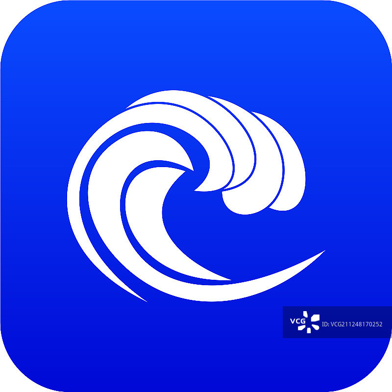 海浪潮汐图标蓝色数码风格图片素材