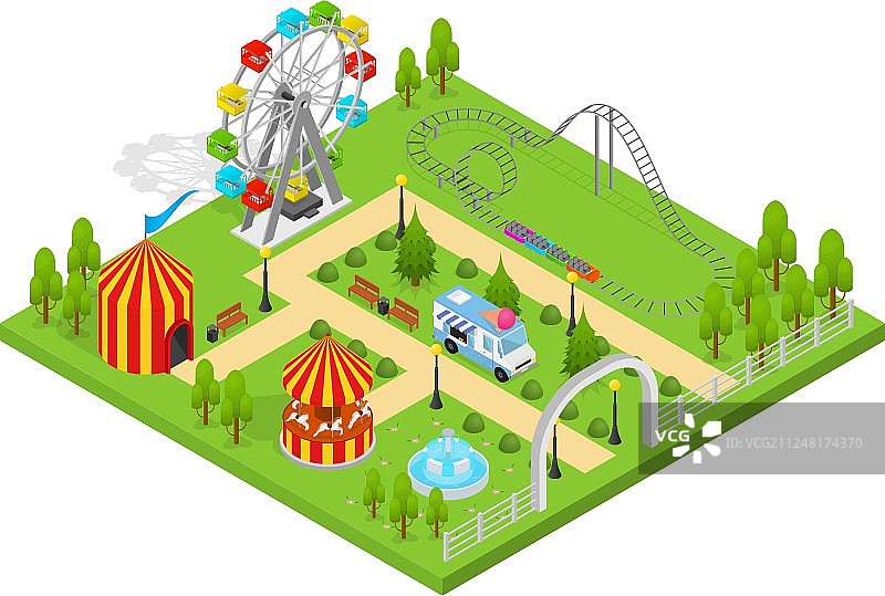 游乐园2.5D视图图片素材