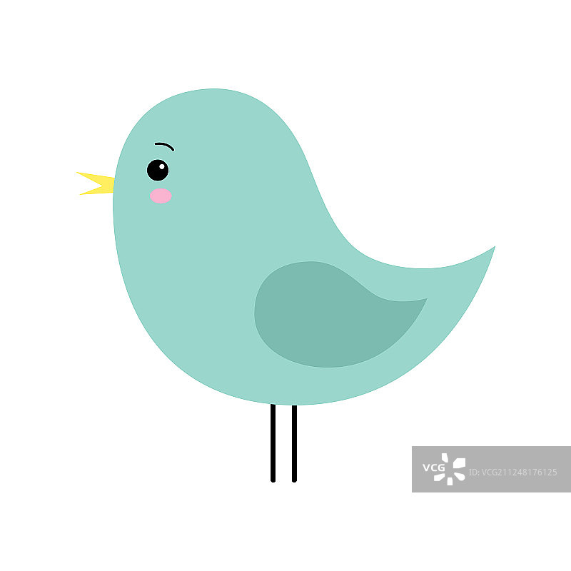 可爱绿色春日卡通小鸟设计图片素材