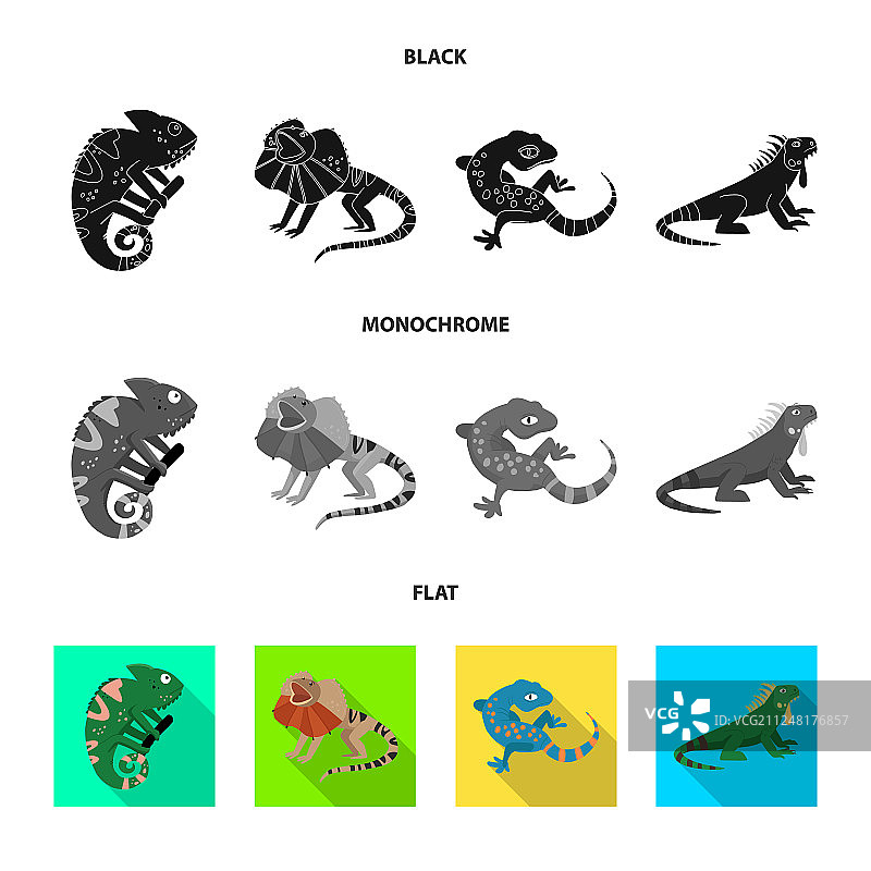 尾巴和动物群图标集图片素材