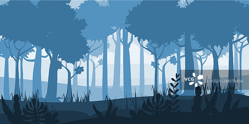 森林轮廓树木植物灌木丛图片素材