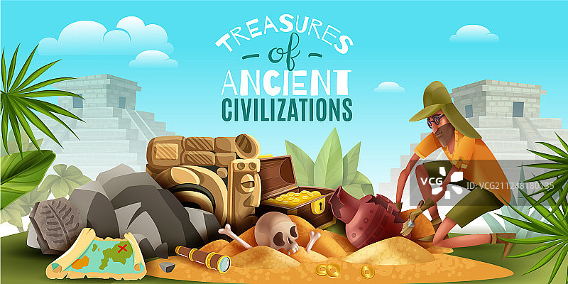 考古古代宝藏背景图片素材