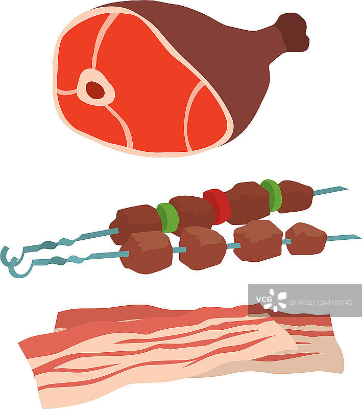 卡通美味烧烤肉制品合集图片素材