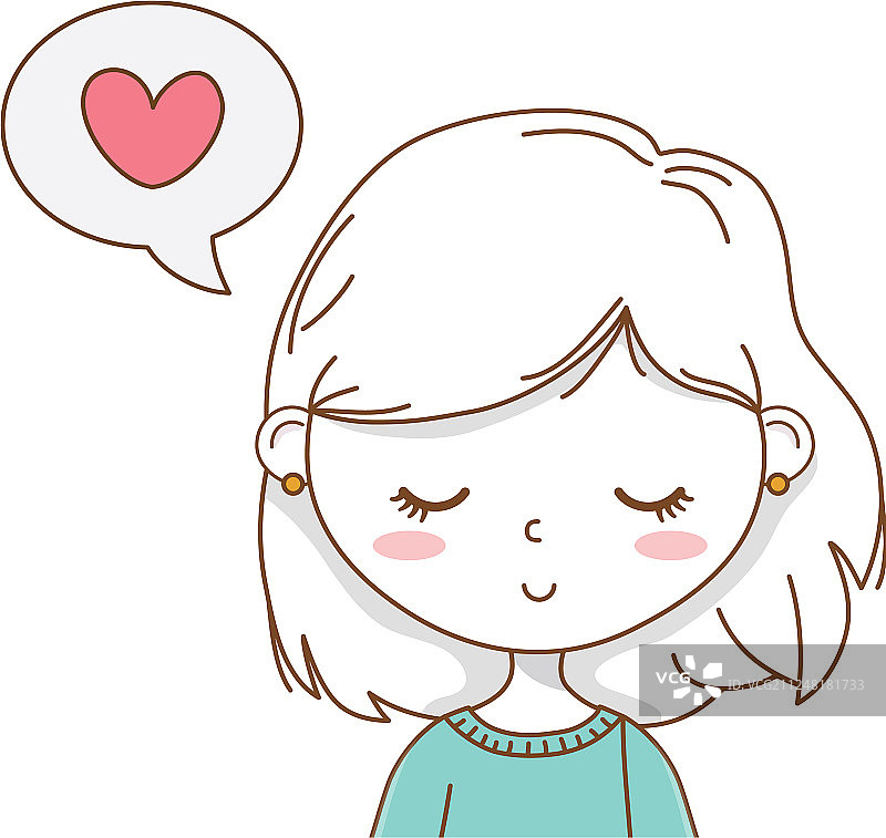 可爱的卡通女孩时尚装扮肖像图片素材