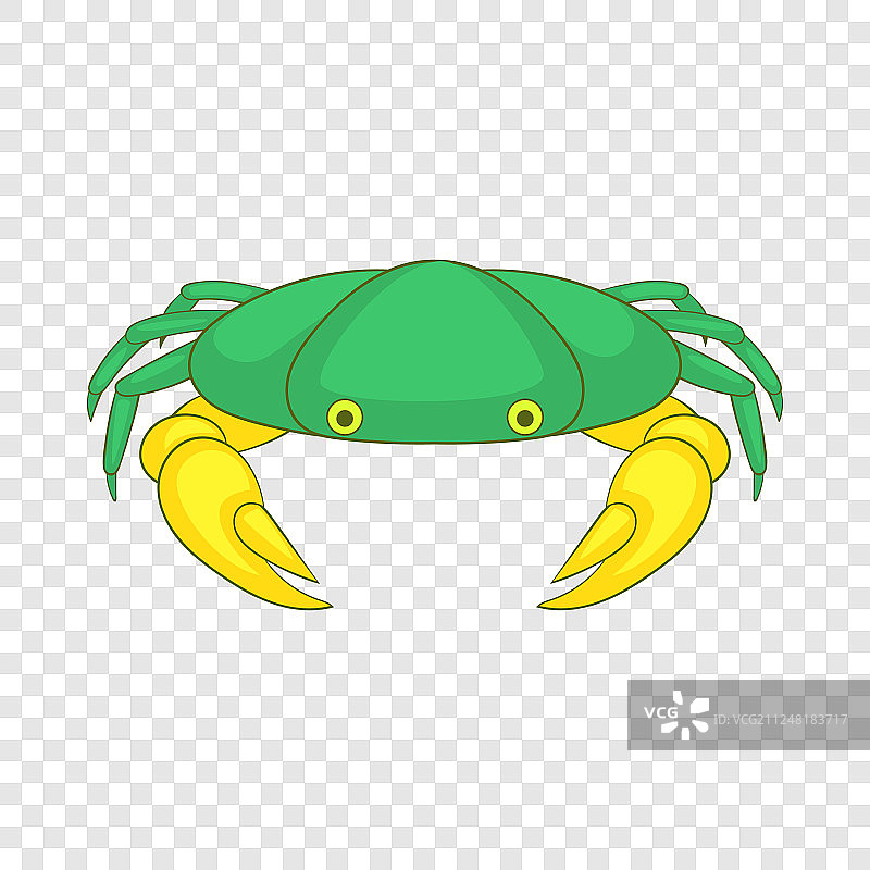 绿色螃蟹图标卡通风格图片素材