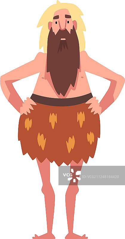 史前时代留着胡子的原始人图片素材