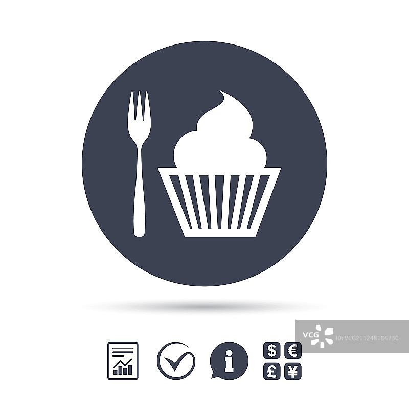 餐饮标志甜点叉子和松饼图标图片素材