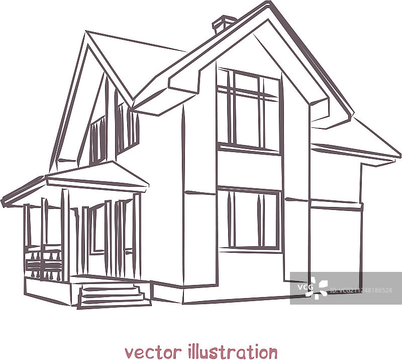 独栋房屋手绘草图图片素材