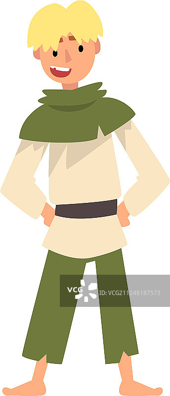 穿着中世纪历史服装的农民男孩图片素材