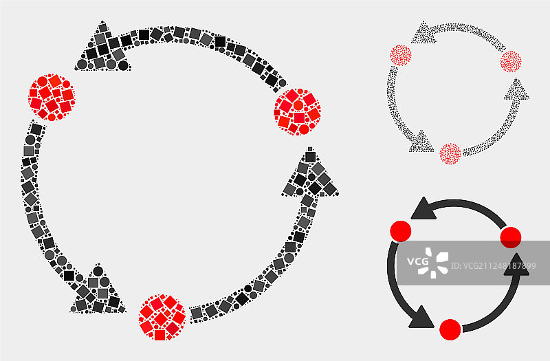 旋转箭头图标马赛克方块图片素材