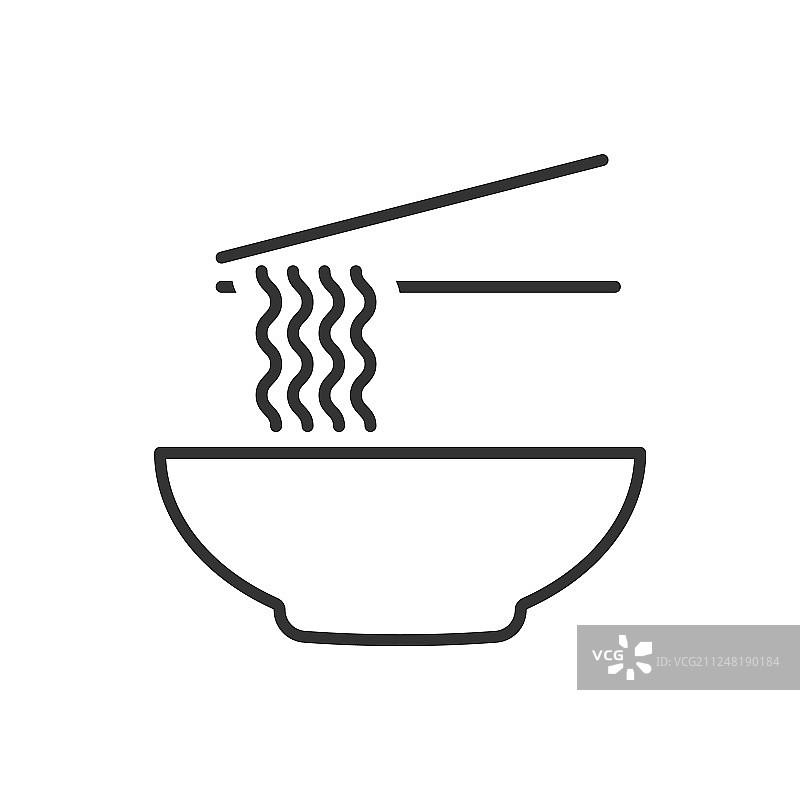 白色背景上的碗面轮廓图标图片素材