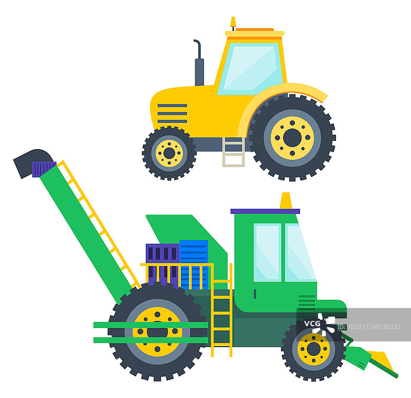 农业机械拖拉机和收割机图片素材