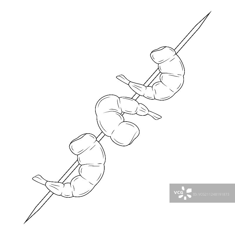 手绘虾串海鲜图片素材