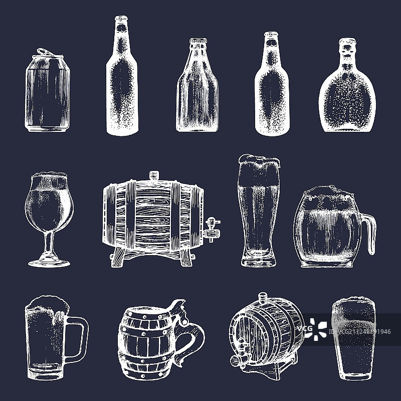 复古啤酒厂元素集合图片素材