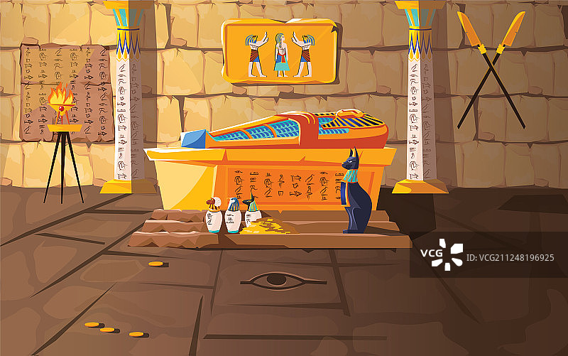 古埃及法老陵墓卡通图片素材