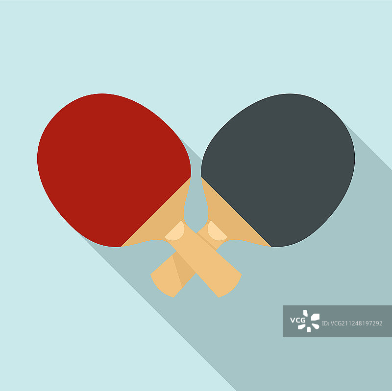扁平风格的乒乓球拍交叉图标图片素材
