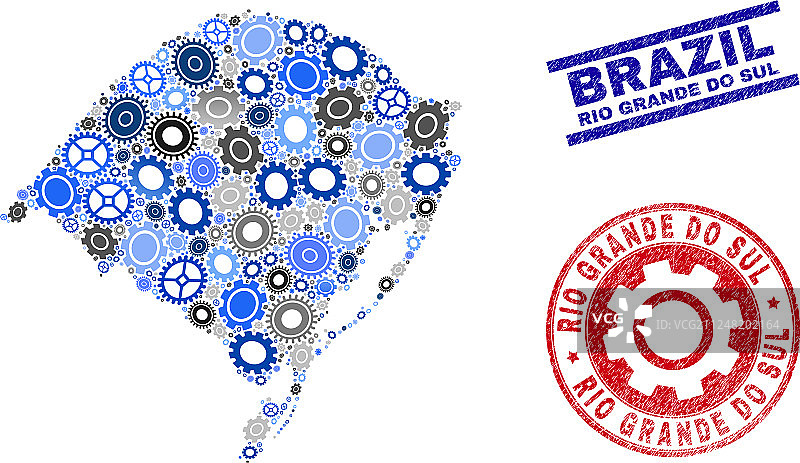 齿轮拼贴南里奥格兰德州地图图片素材