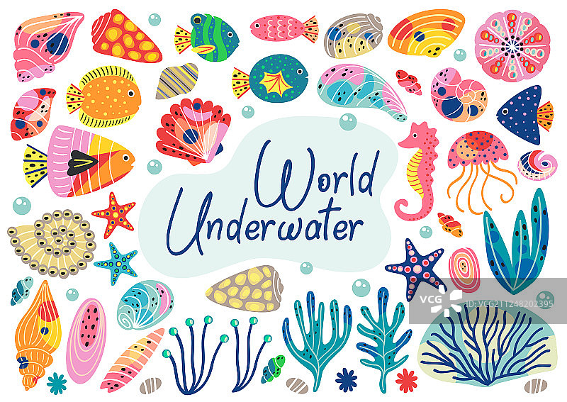 孤立的水下元素集合图片素材