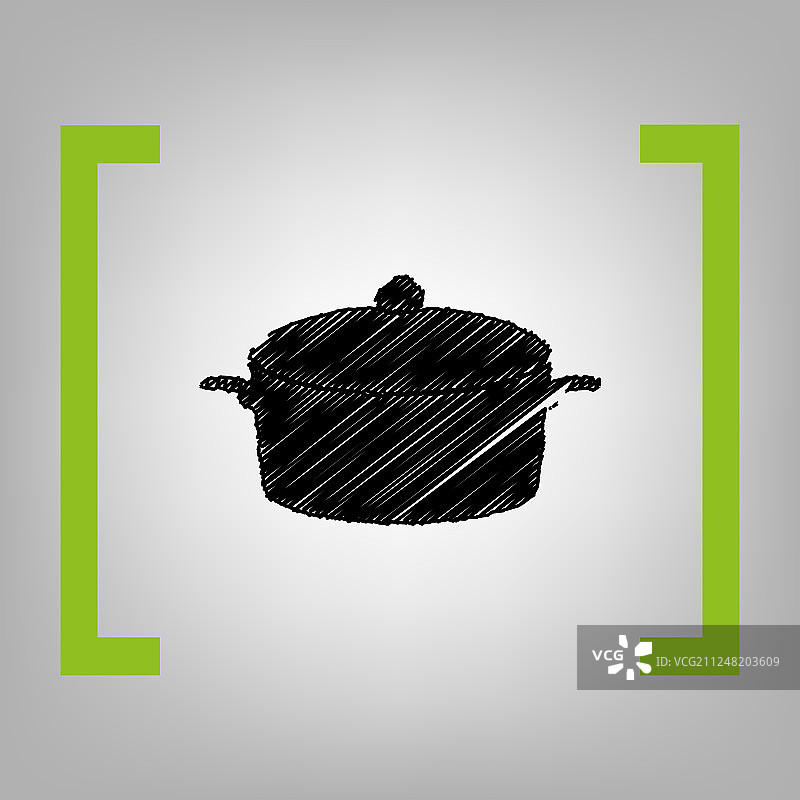 香橼色平底锅黑色涂鸦图标图片素材
