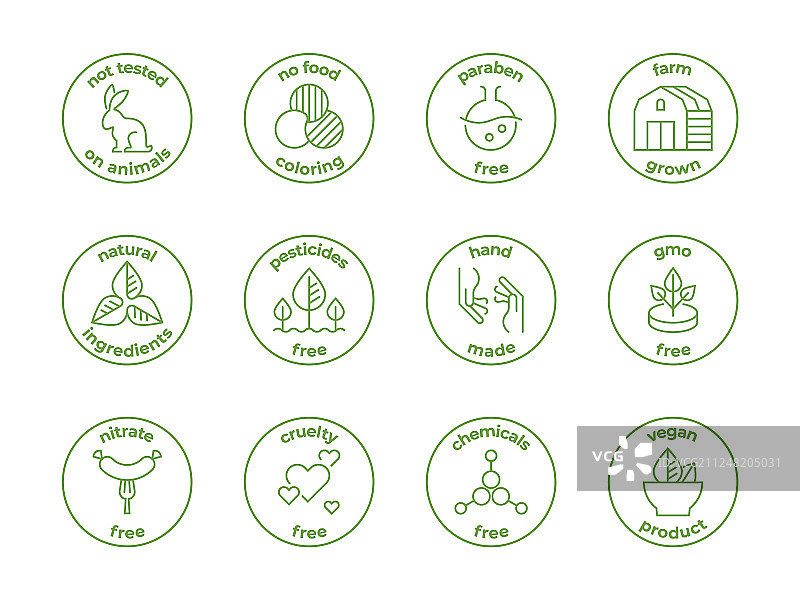 生态系列徽章天然有机标志不含防腐剂图片素材