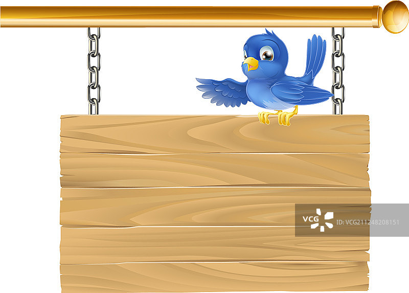 可爱的蓝鸟挂牌图片素材