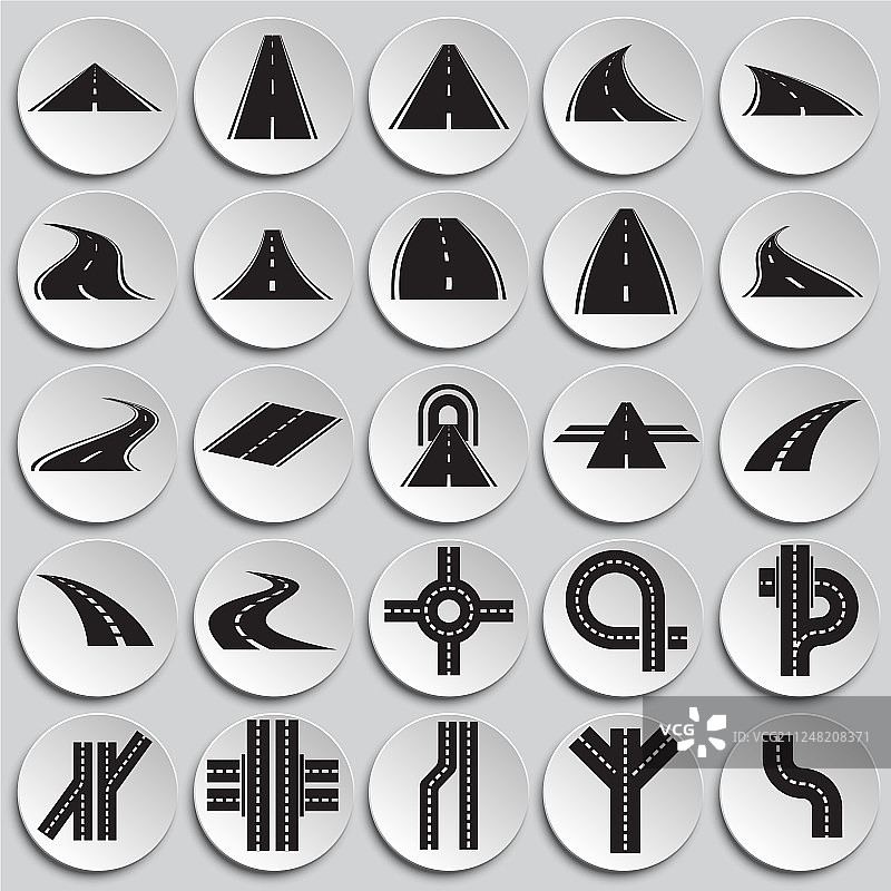 图形和网页道路图标集图片素材