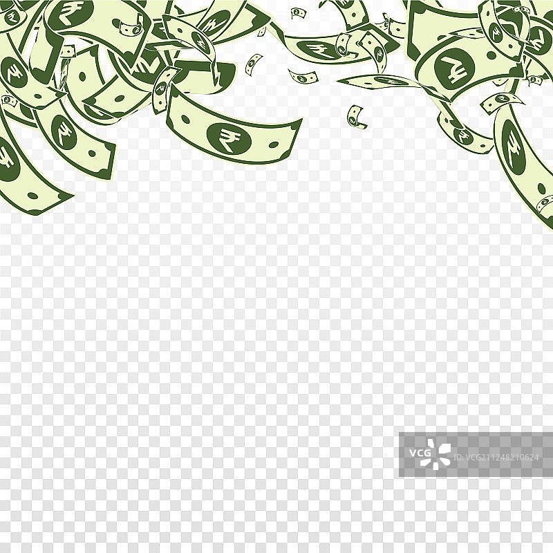 散落的印度卢比纸币图片素材