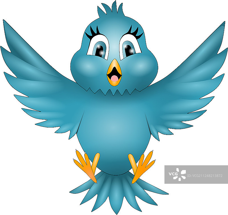 可爱的蓝色小鸟卡通图片素材