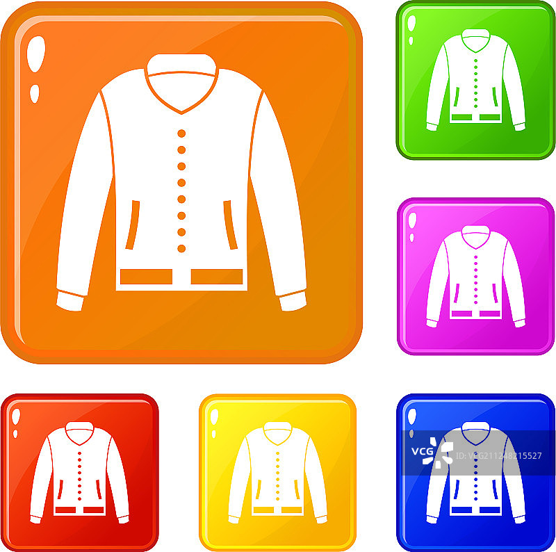 彩色夹克图标集图片素材