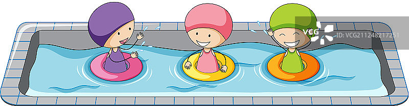 泳池里的涂鸦女孩图片素材