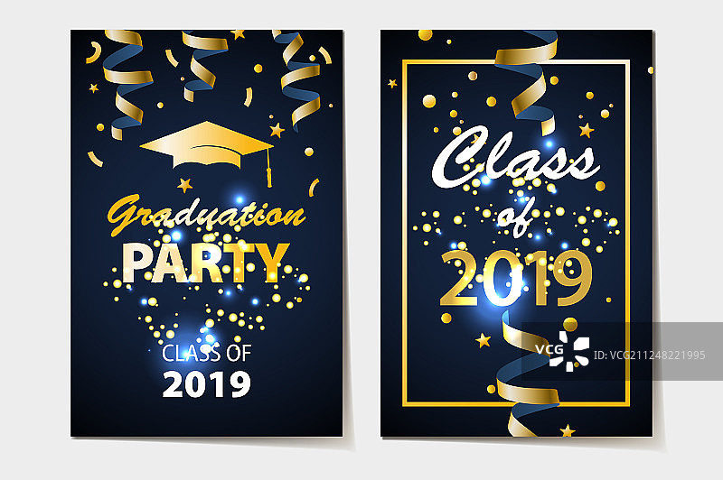 金色毕业派对邀请卡图片素材